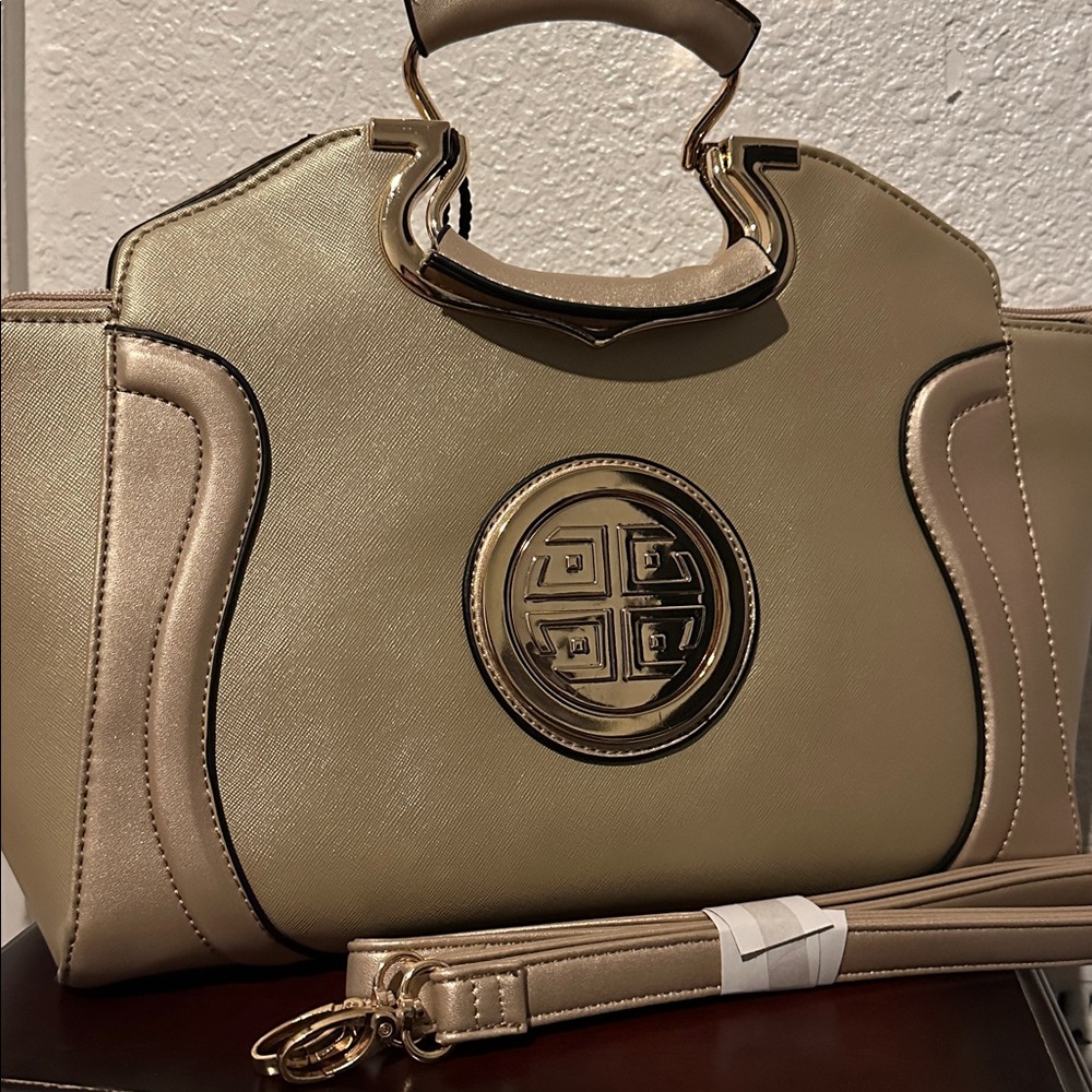 Women's Metallic Gold Tote Bag new with tags,free giveaway